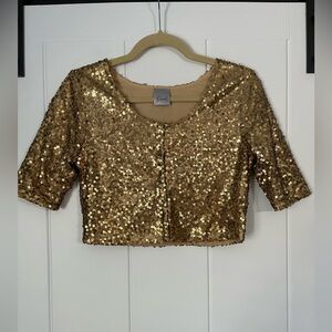 Gold Sequin Cropped Top
